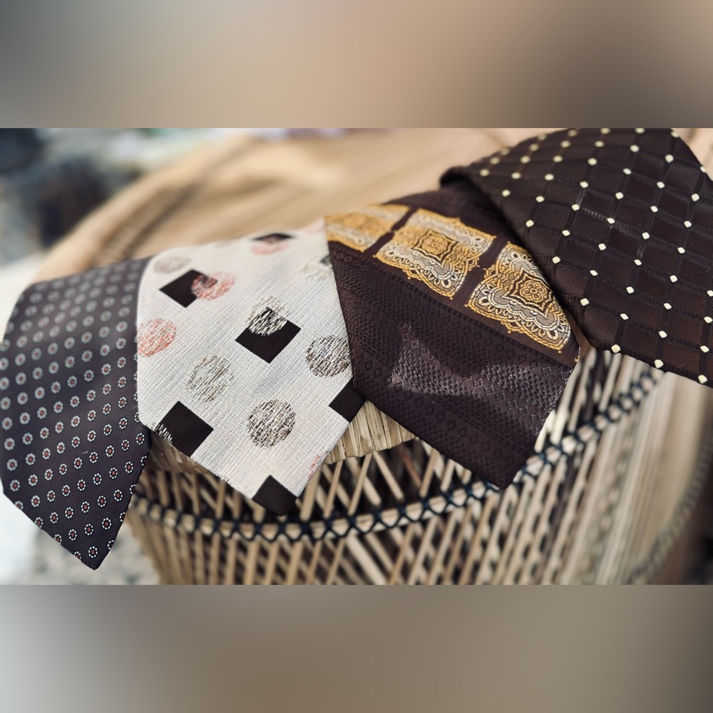 60's/70's Lot of Brown Neck Ties - 60's Menswear - Men's Ties - Men's Fashion